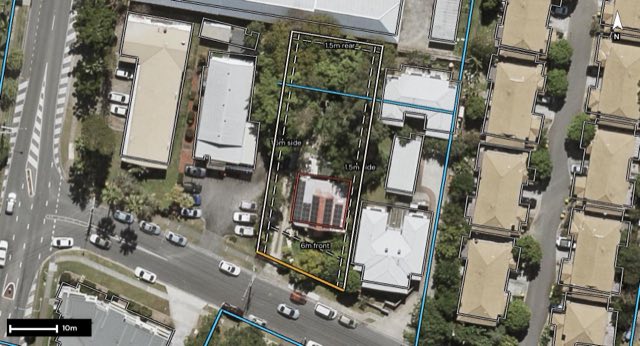 Aerial of 51 Defiance Road, Woodridge QLD 4114 with the block outlined