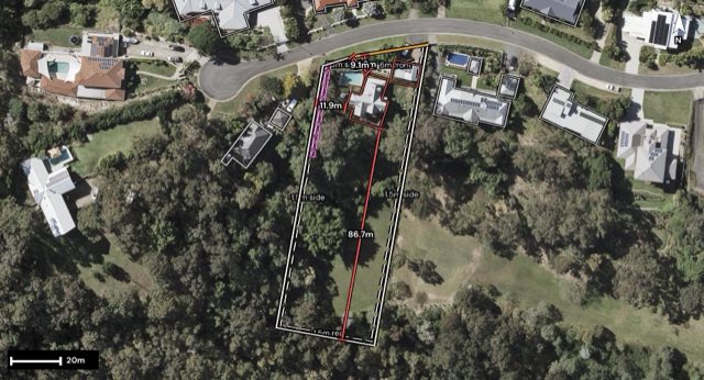 Aerial of 52 Oppermann Drive, Ormeau QLD 4208 with the block outlined