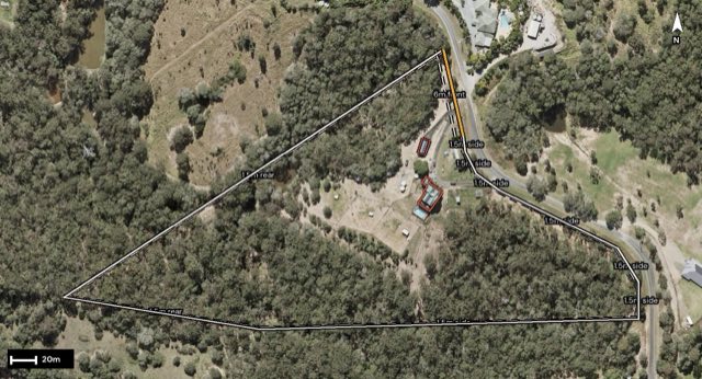 Aerial of 52 Ray Booker Court, Kobble Creek QLD 4520 with the block outlined