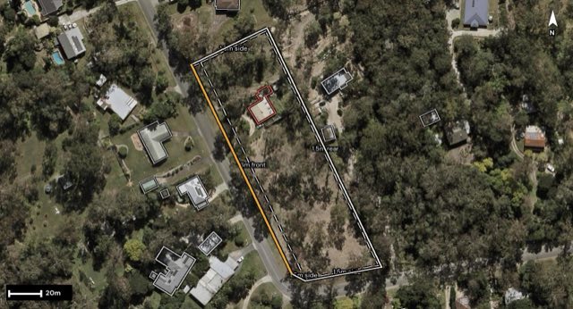 Aerial of 53-71 Hayes Avenue, Camira QLD 4300 with the block outlined