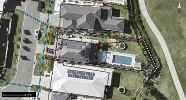 Aerial of 53 Lindeman Circuit, Pimpama QLD 4209 with the block outlined