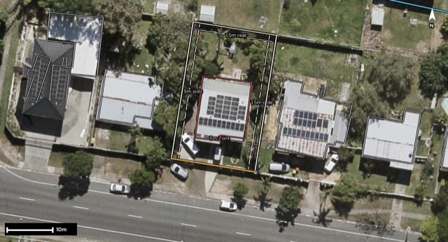 Aerial of 53 Smith Road, Woodridge QLD 4114 with the block outlined
