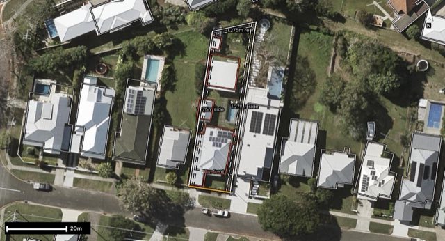 Aerial of 53 Tarm Street, Wavell Heights QLD 4012 with the block outlined