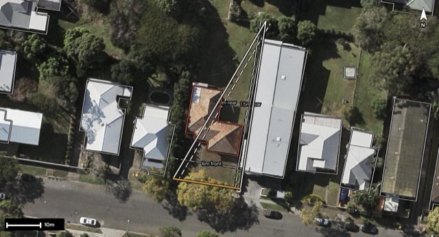Aerial of 54-56 Gellibrand Street, Clayfield QLD 4011 with the block outlined