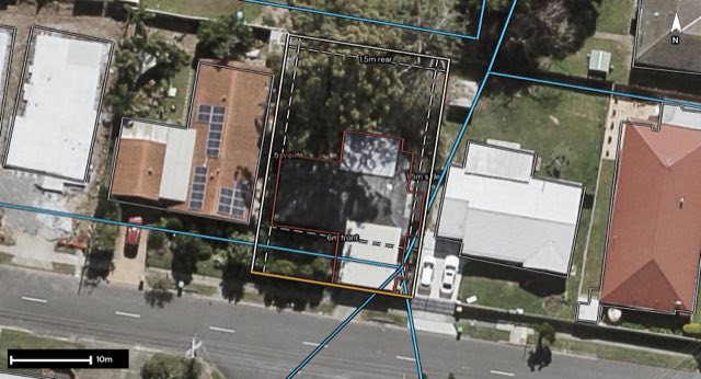 Aerial of 54 Devon Street, Rochedale South QLD 4123 with the block outlined