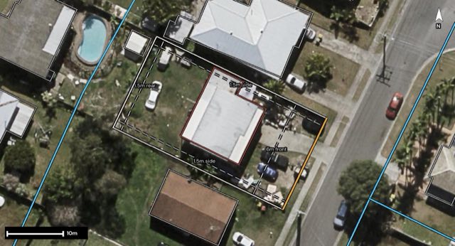 Aerial of 55 Jarrah Crescent, Logan Central QLD 4114 with the block outlined