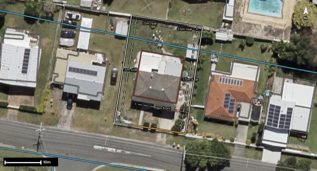 Aerial of 57 Macarthur Crescent, Slacks Creek QLD 4127 with the block outlined