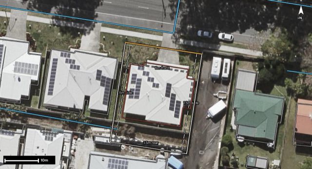 Aerial of 58 Beutel Street, Waterford West QLD 4133 with the block outlined