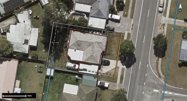 Aerial of 58 Fifth Avenue, Berrinba QLD 4117 with the block outlined
