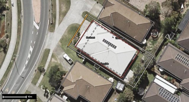 Aerial of 58 Tesch Road, Griffin QLD 4503 with the block outlined