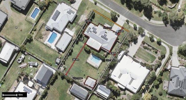 Aerial of 6 Acacia Avenue, Beerburrum QLD 4517 with the block outlined