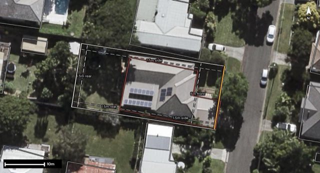 Aerial of 6 Broadbent Street, Ashgrove QLD 4060 with the block outlined