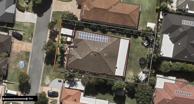 Aerial of 6 Chilton Crescent, North Lakes QLD 4509 with the block outlined