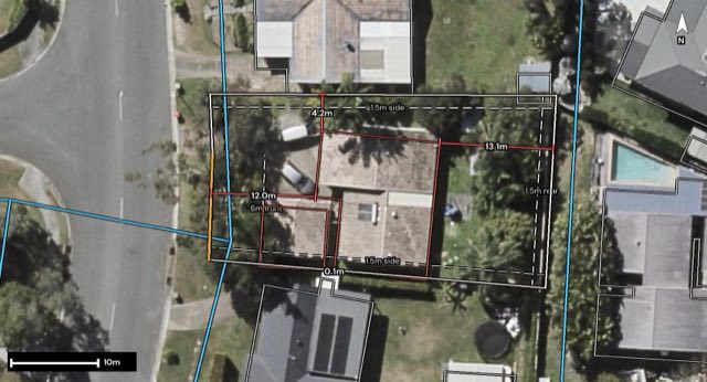 Aerial of 6 Cozens Way, Highland Park QLD 4211 with the block outlined