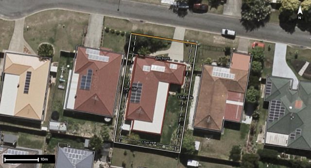 Aerial of 6 DONOHUE Court, Collingwood Park QLD 4301 with the block outlined
