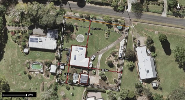 Aerial of 6 Gibson Avenue, Maleny QLD 4552 with the block outlined