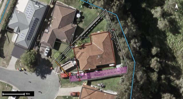 Aerial of 6 Gillin Place, Ormeau QLD 4208 with the block outlined
