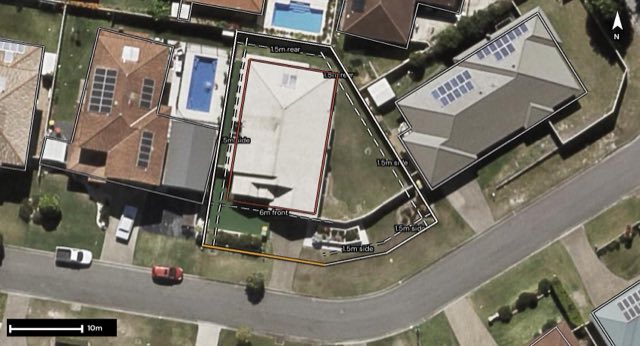 Aerial of 6 Greenway Place, Deception Bay QLD 4508 with the block outlined