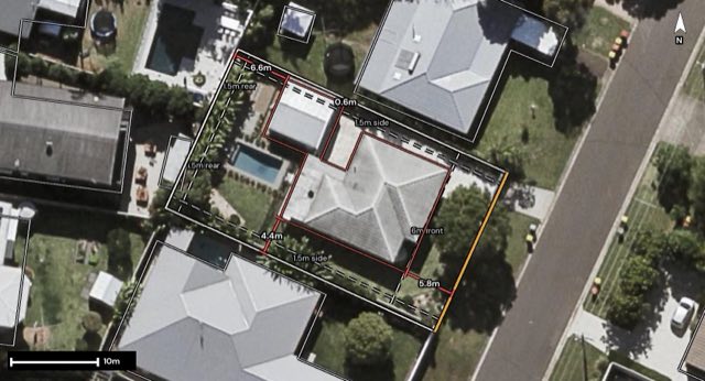 Aerial of 6 Hamilton Street, Buderim QLD 4556 with the block outlined
