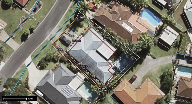 Aerial of 6 Leopard Avenue, Elanora QLD 4221 with the block outlined