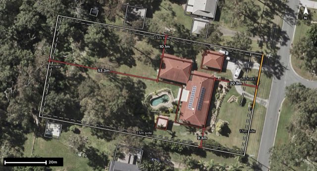 Aerial of 6 Renford Court, Ormeau QLD 4208 with the block outlined