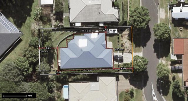 Aerial of 6 Smerdon Way, Glass House Mountains QLD 4518 with the block outlined