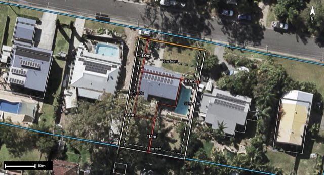 Aerial of 6 Spring Court, Nerang QLD 4211 with the block outlined