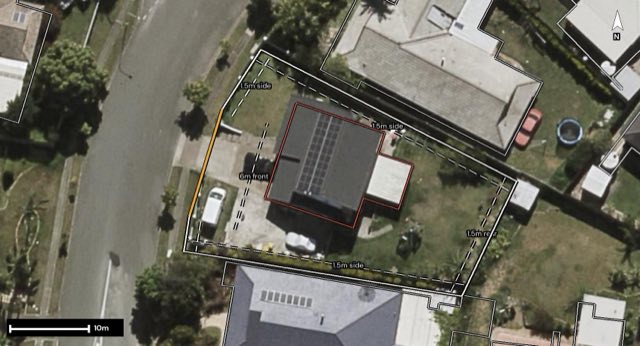 Aerial of 60 Chateau Street, Calamvale QLD 4116 with the block outlined