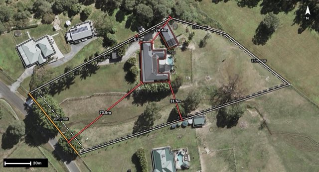 Aerial of 60 Gladrose Crescent, Wongawallan QLD 4210 with the block outlined