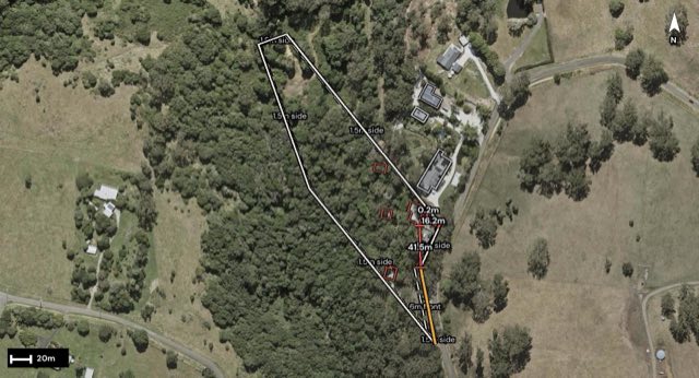 Aerial of 609 Hunchy Road, Hunchy QLD 4555 with the block outlined