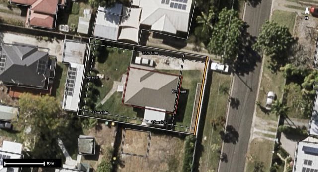 Aerial of 61 Funnell Street, Zillmere QLD 4034 with the block outlined