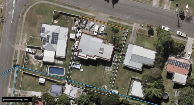 Aerial of 62 Carinya Street, Crestmead QLD 4132 with the block outlined