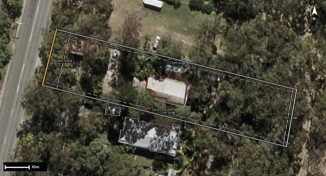 Aerial of 62 Fiona Street, Bellbird Park QLD 4300 with the block outlined