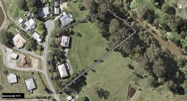Aerial of 63-75 Vista Road, South Maclean QLD 4280 with the block outlined