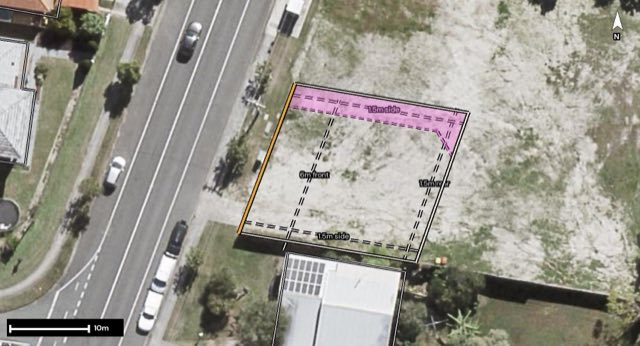 Aerial of 63 Allenby Road, Alexandra Hills QLD 4161 with the block outlined