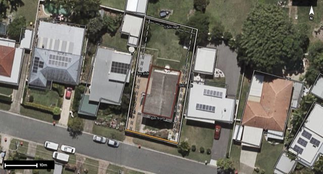 Aerial of 63 Kurumba Street, Kippa-Ring QLD 4021 with the block outlined
