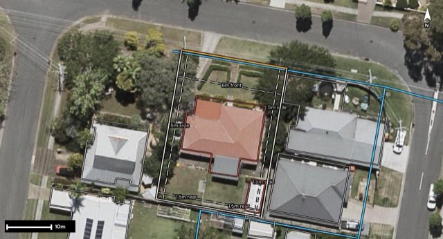 Aerial of 64 Radiata Street, Hillcrest QLD 4118 with the block outlined