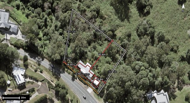 Aerial of 65-69 Main Street, Montville QLD 4560 with the block outlined