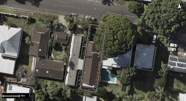 Aerial of 65 Sefton Road, Hendra QLD 4011 with the block outlined