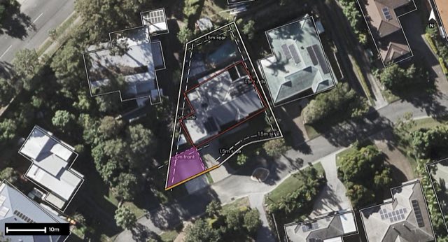Aerial of 67 Aberdeen Place, Upper Kedron QLD 4055 with the block outlined
