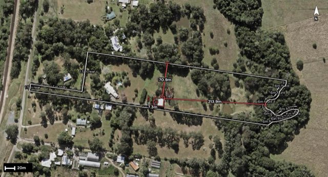 Aerial of 67 Don Napier Road, Eumundi QLD 4562 with the block outlined