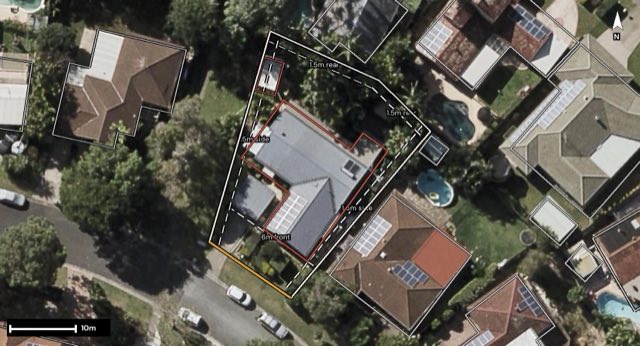 Aerial of 67 Leonarda Drive, Arana Hills QLD 4054 with the block outlined