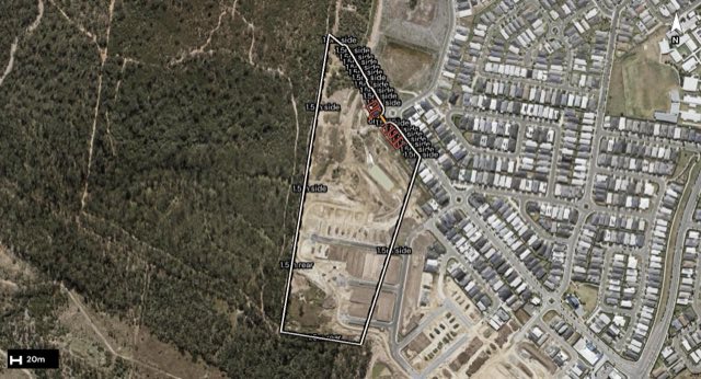 Aerial of 68 Atherton Drive, Redbank Plains QLD 4301 with the block outlined
