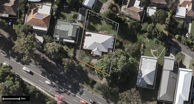 Aerial of 689 Samford Road, Mitchelton QLD 4053 with the block outlined