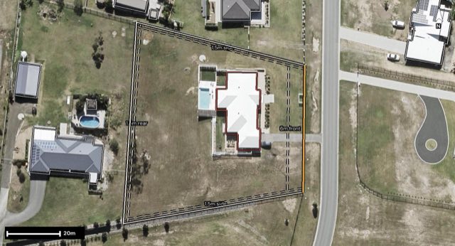 Aerial of 69-73 Weatherly Drive, Jimboomba QLD 4280 with the block outlined