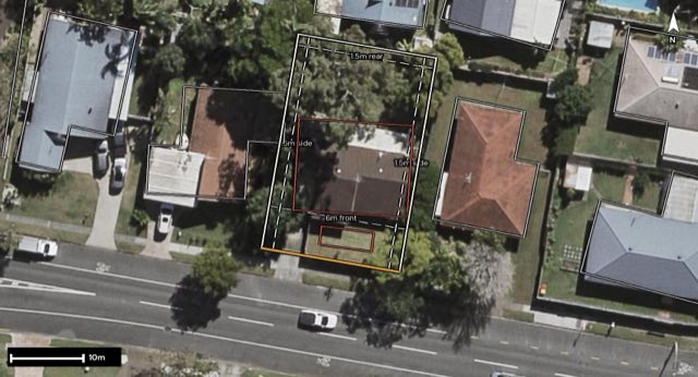 Aerial of 69 Horizon Drive, Middle Park QLD 4074 with the block outlined