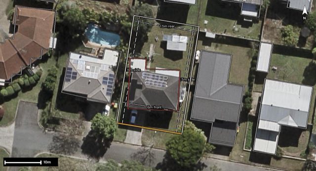 Aerial of 7 Banning Street, Wishart QLD 4122 with the block outlined