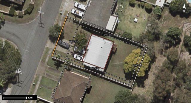 Aerial of 7 Brunel Street, Kippa-Ring QLD 4021 with the block outlined