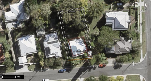 Aerial of 7 Hawthorne Street, Coalfalls QLD 4305 with the block outlined