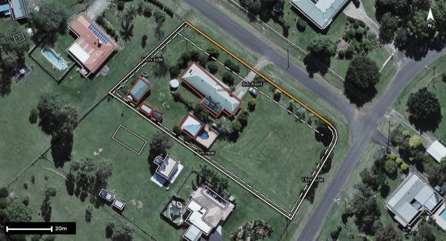 Aerial of 7 Ivy Place, Fernvale QLD 4306 with the block outlined